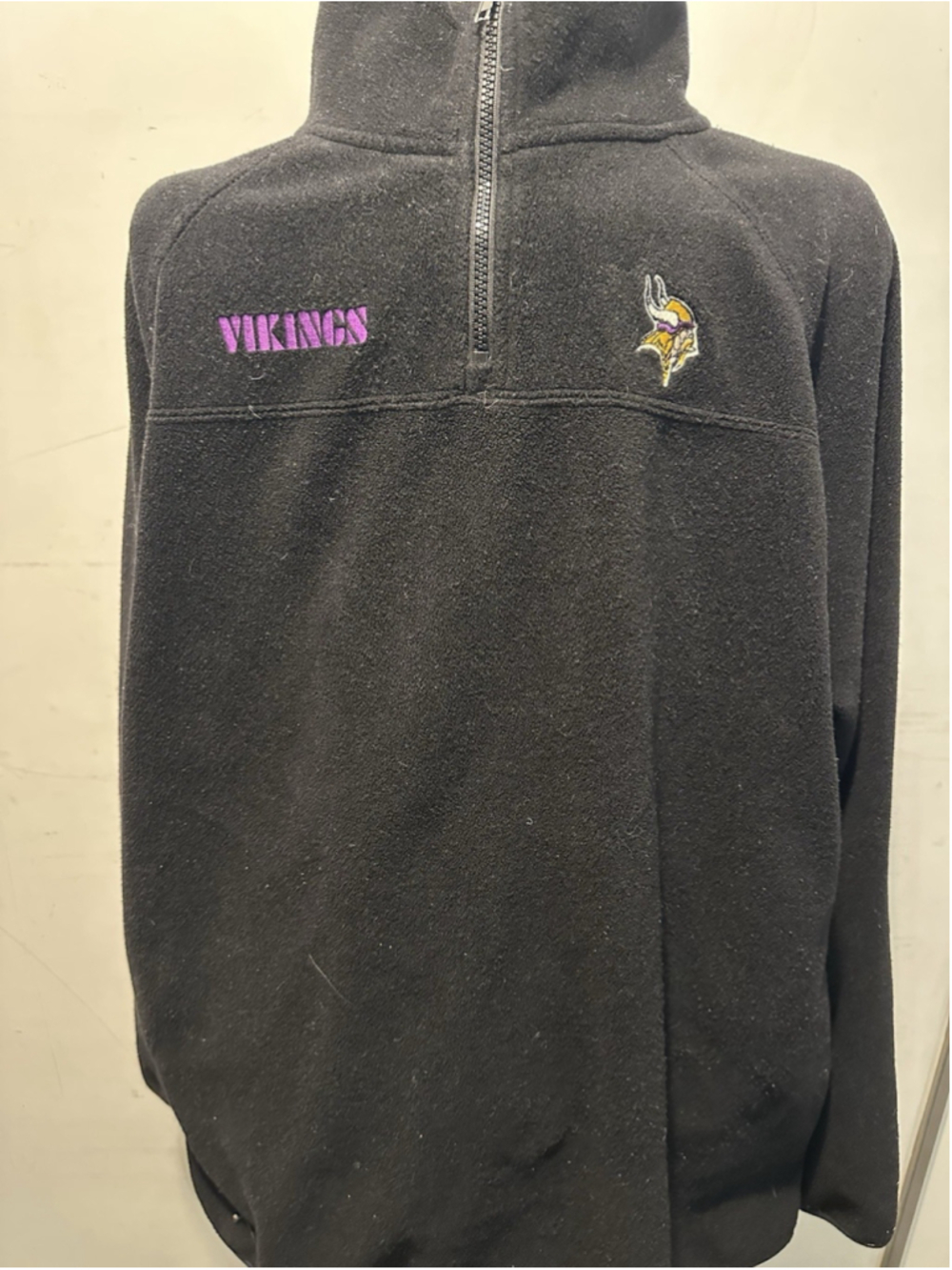 Vintage Majestic Minnesota Vikings NFL Quarter Zip Fleece Jacket Pullover Mens L